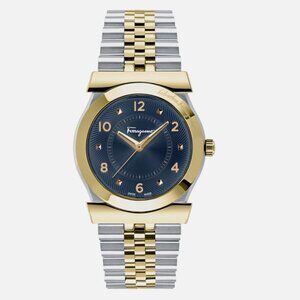 Ferragamo Mens Two Tone 38mm Bracelet Fashion Watch